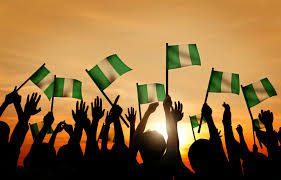 Nigerian flags and people