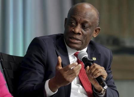 Minister of Finance and Economic Planning of Ghana Seth Terkper speaks at a forum on financial development at the 2016 IMF World Bank Spring Meeting in Washington April 17 2016.