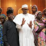 Released Chibok Girls with Buhari and Osibanjo