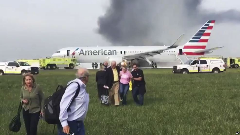 American Airline Passenger Jet Catches Fire at Chicago Airport