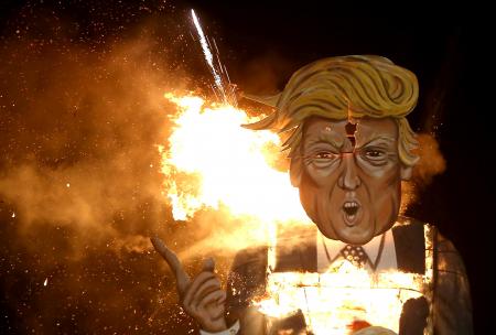 Youre fired Trump effigy feels the heat on UK bonfire night