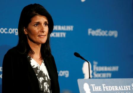 Trump names Haley a foreign policy novice as envoy to U.N