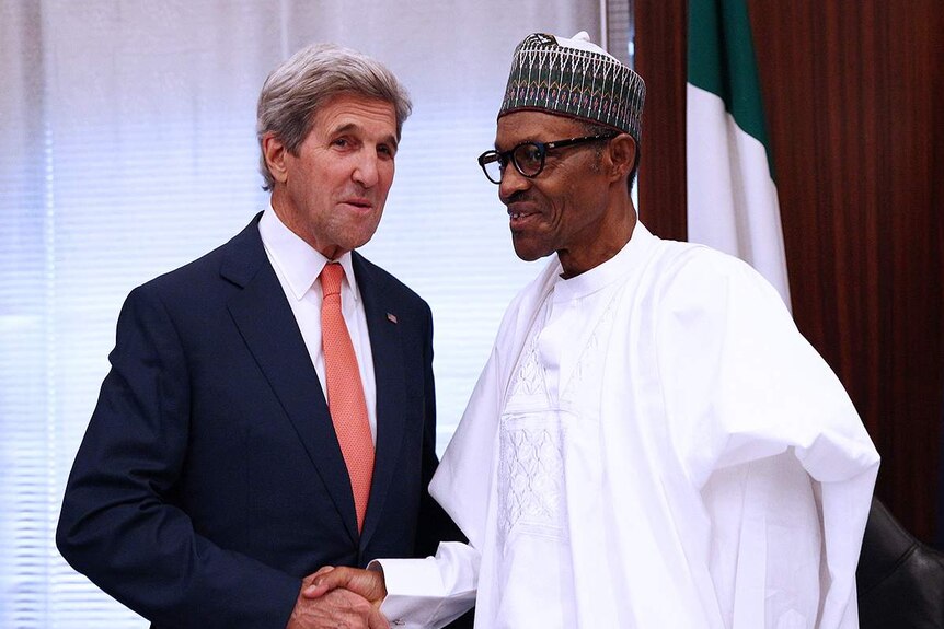 US Secretary of States John Kerry meets Muhammadu Buhari in Abuja AFP  Philip Ojisua