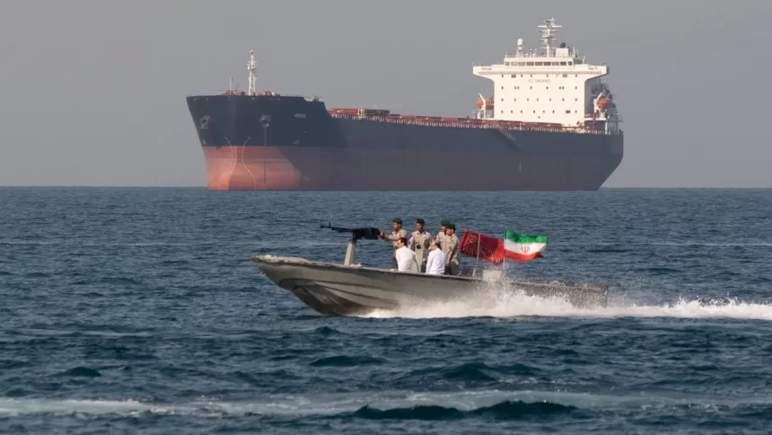 Iranian Navy soldiers at an armed speed boat in Persian Gulf near the strait of Hormuz about 1320km 820 miles south of Tehran April 30 2019