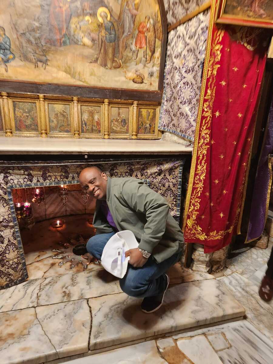 Obinna Ejianya at the Tomb of Jesus   Burial and Resurrection of Jesus Site in Jerusalem Israel
