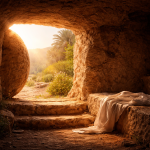 Empty tomb at dawn