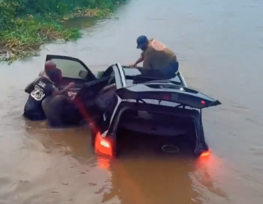 Distressed Driver Refuses Rescue After Plunging Car Into River in Edo