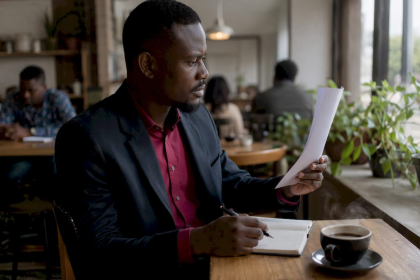 Nigerian worker reading minimum wage document