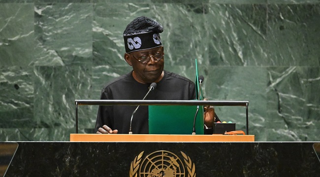 Nigerian President Bola Ahmed Tinubu addresses the 78th United Nations General Assembly at UN headquarters in New York City 1 1